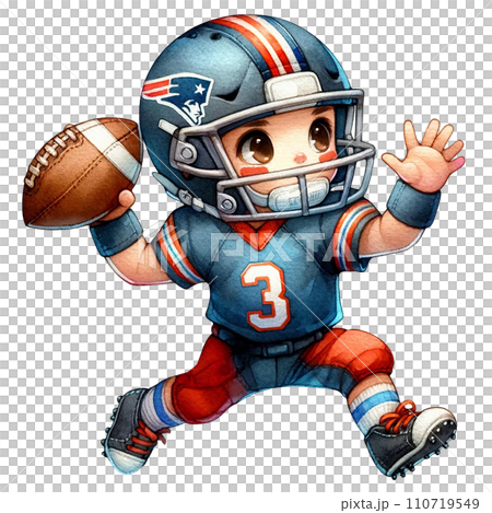 American football Player in action clipart watercolor. Ai Generate 110719549