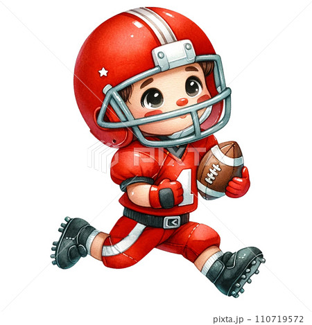 American football Player in action clipart watercolor. Ai Generate 110719572
