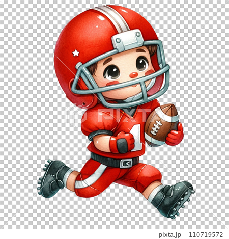 American football Player in action clipart watercolor. Ai Generate 110719572