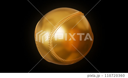 金色の野球ボール。スポーツの3DCG背景。 金色の野球ボール。スポーツの3DCG背景。 110720360