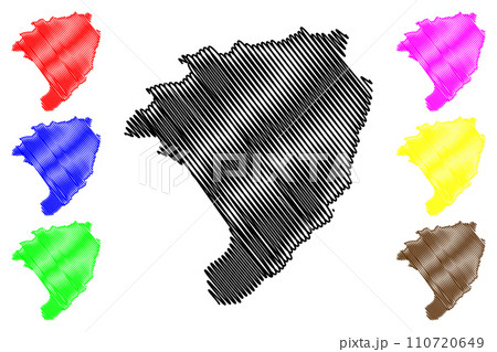 Karbi Anglong district (Assam State, Republic of India) map vector illustration, scribble sketch Karbi Anglong map 110720649