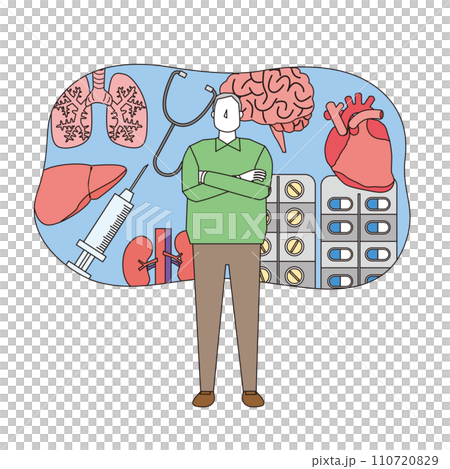 老人與醫療保健的形象說明 110720829