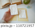 Baby footprint and handprint clay mold To remember in the future how small the baby was in childhood 110721957