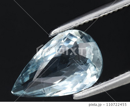 natural blue aquamarine gem on the background 110722455