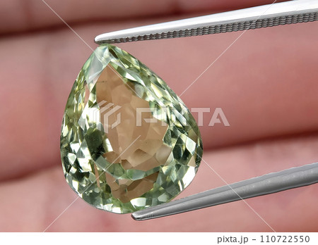 natural green amethyst prasiolite gem on the background 110722550