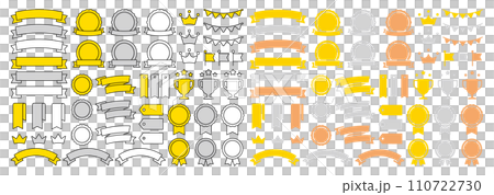 Decorative icon set related to awards such as ribbons vector illustration 110722730