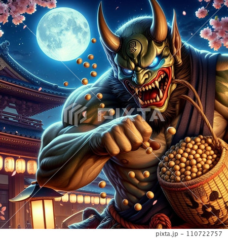 鬼 節分 豆まき リアル AIのイラスト素材 [110722757] - PIXTA