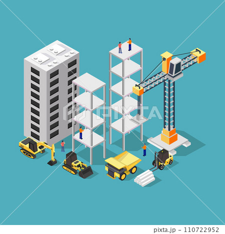 Isometric building under construction Isometric building under construction 110722952