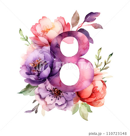 Watercolor flowers 8 march Women's Day vector Watercolor flowers 8 march Women's Day vector 110723148