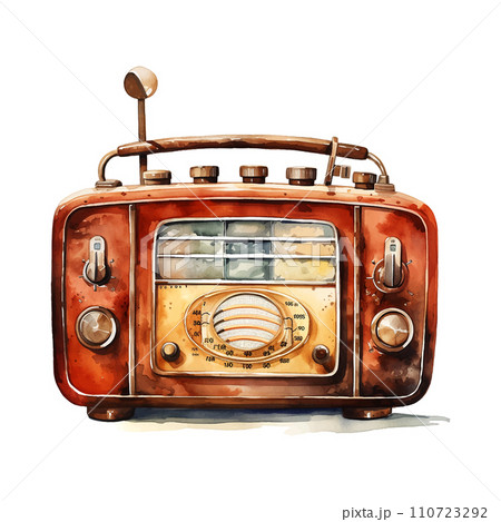 radio watercolor illustration on white background 110723292