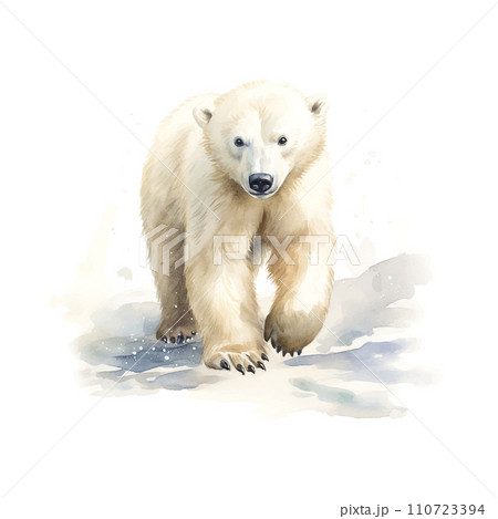 polar bear watercolor children's book illustration style on white background polar bear watercolor children's book illustration style on white background 110723394