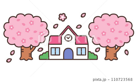 満開の桜と園舎 110723568