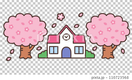 満開の桜と園舎 110723568