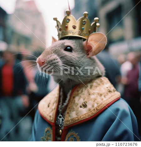Mouse king, fantastic creature, mouse in ancient royal clothes, unusual animal, creative avatar 110723676