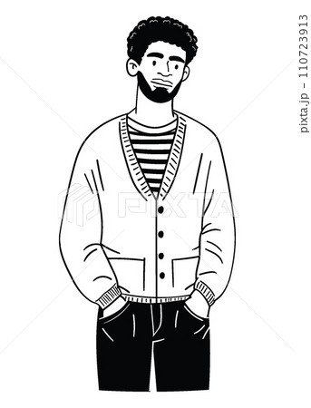 Happy people. smiling male. Hand drawn vector illustration 110723913