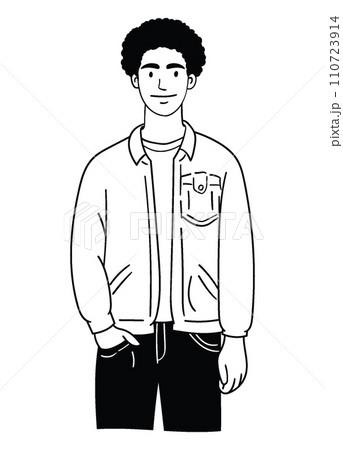 Happy people. smiling male. Hand drawn vector illustration 110723914