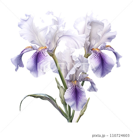rogue rose iris print on white tile, in the style detailed botanical studies 110724603