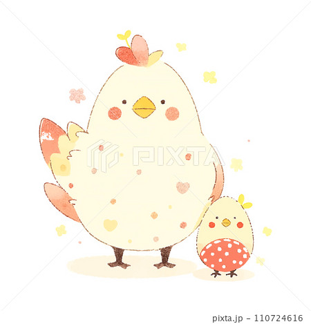 cute illustration chicken with easter egg watercolor on white background 110724616