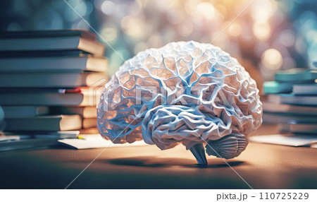 3D model of the human brain with neural connections. The concept of cooperation between artificial intelligence and humans 3D model of the human brain with neural connections. The concept of cooperation between artificial intelligence and humans 110725229
