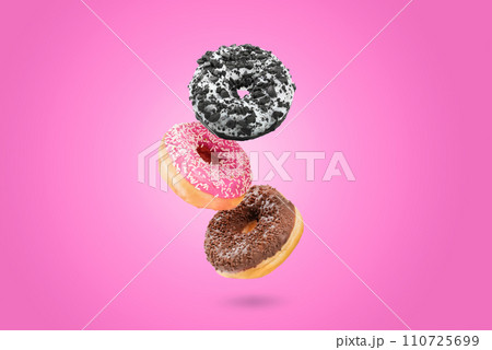 Delicious donut on color background 110725699