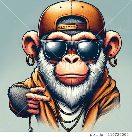 Monkey representing hip hop music. 110726006