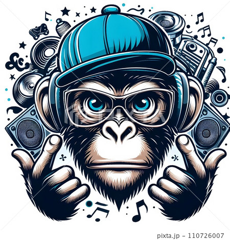 Monkey representing hip hop music. 110726007