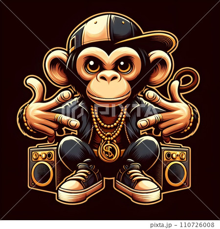 Monkey representing hip hop music. 110726008