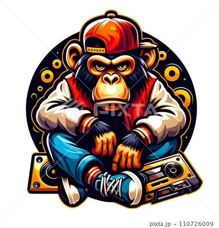 Monkey representing hip hop music. 110726009