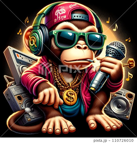 Monkey representing hip hop music. Monkey representing hip hop music. 110726010