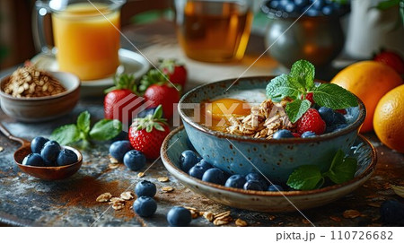 Energize Your Day: Wholesome Breakfast Spread with Fresh and Nutritious Delights Energize Your Day: Wholesome Breakfast Spread with Fresh and Nutritious Delights 110726682
