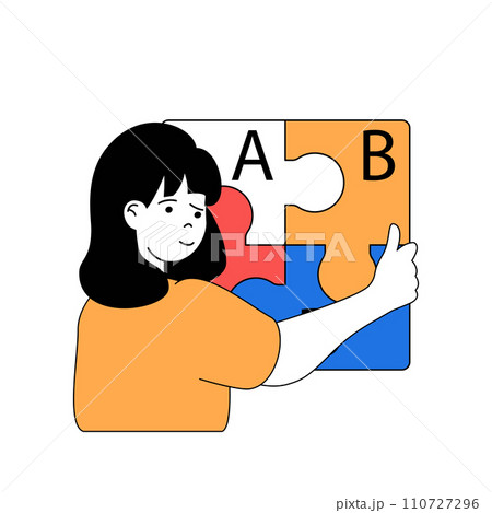 School learning concept with cartoon people in flat design for web. Student brainstorming and creative solving puzzle and problem. Vector illustration for social media banner, marketing material. School learning concept with cartoon people in flat design for web. Student brainstorming and creative solving puzzle and problem. Vector illustration for social media banner, marketing material. 110727296