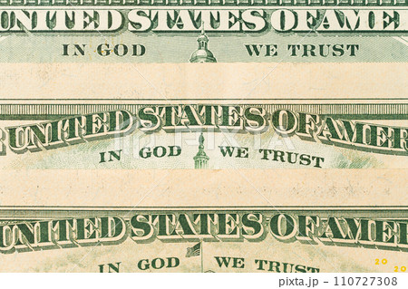 Dollars macro closeup detail phtoto. In god we trust sentence Dollars macro closeup detail phtoto. In god we trust sentence 110727308