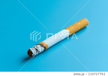 Breaking Free: Mashed Cigarette on a Gentle Blue Canvas Breaking Free: Mashed Cigarette on a Gentle Blue Canvas 110727761