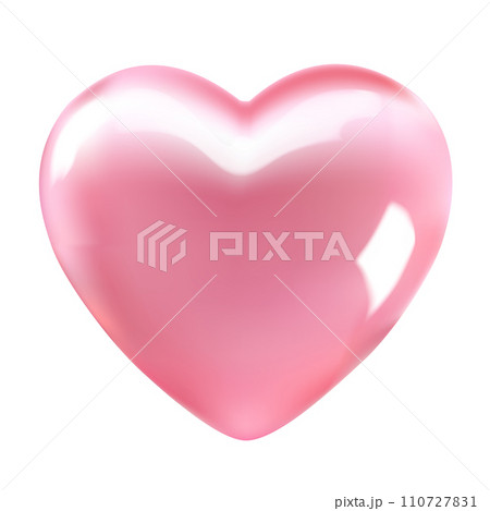 Pink 3D Heart Isolated. Vector Illustration 110727831