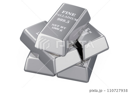 Palladium Ingots. 3D rendering Palladium Ingots. 3D rendering 110727938