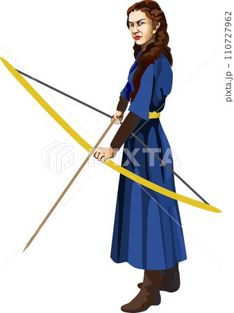 Girl Playing British Traditional Archery 110727962