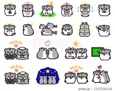 かわいいジャンガリアンハムスターのミニアイコン素材 110728226