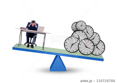 Businessman in deadline and time pressure concept 110728788