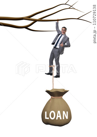 Businessman hanging on tree branch 110729138