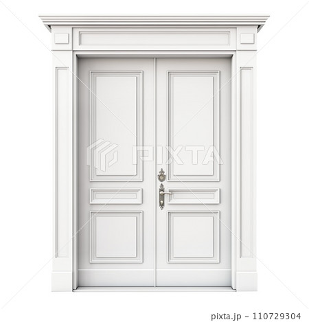 AI-generated content. Classic doors isolated on a transparent or white background. Classic door style close up. A design element to be inserted into a design or project. 110729304