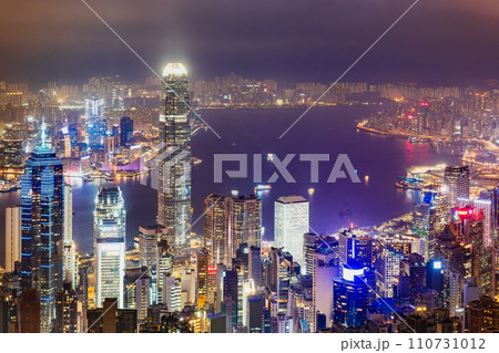 香港 100万ドルの夜景 ビクトリアピークから眺望 香港 100万ドルの夜景 ビクトリアピークから眺望 110731012