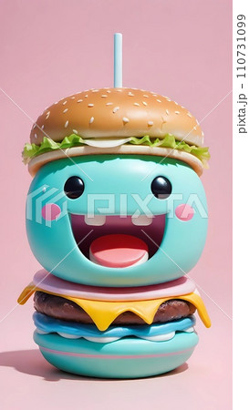 Kawaii tasty burger drawing cartoon artwork 110731099