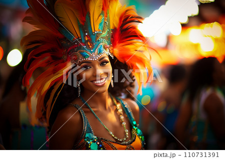 Rio Carnival Dancer in Vibrant Costume 110731391