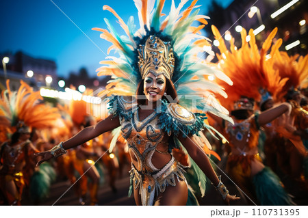 Rio Carnival Dancer in Vibrant Costume 110731395