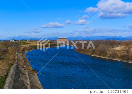埼玉県加須市渡良瀬遊水地第一排水門周辺2024年1月 110731462