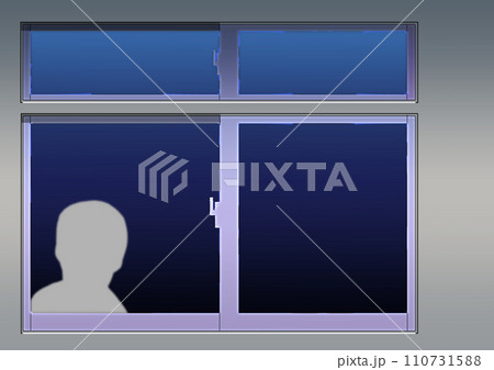 窓から部屋の中を覗く人影 110731588