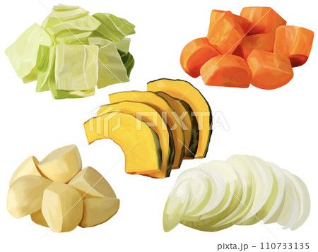 カット野菜（キャベツ、ニンジン、カボチャ、ジャガイモ、玉ねぎ）の