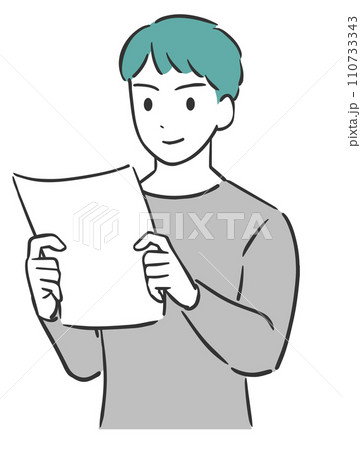 紙を持つ男性のイラスト 110733343