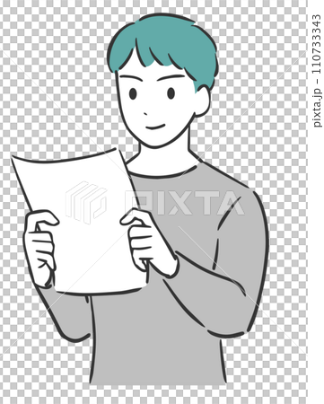 紙を持つ男性のイラスト 110733343