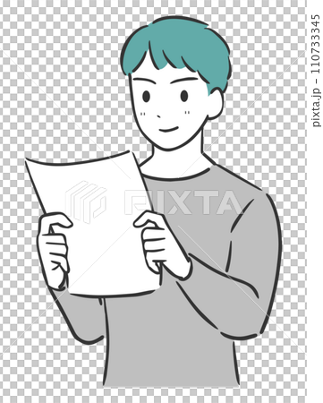 紙を持って嬉しそうな男性のイラスト 110733345